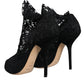 Black Stretch Taormina Lace Boots Shoes