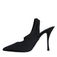 Black Jersey Stretch Heels Slingback Shoes