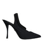 Black Jersey Stretch Heels Slingback Shoes