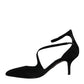 Black Suede Ankle Strap Pumps Heels Shoes