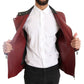 Radiant Red Leather Biker Motorcycle Jacket