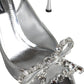 Silver Mesh Crystal Embellished Slingback Shoes