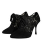 Black Taormina Lace Up Stretch Heels Shoes