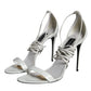 White Leather High Heels Sandals Shoes