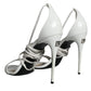 White Leather High Heels Sandals Shoes