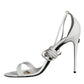 White Leather High Heels Sandals Shoes