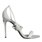 White Leather High Heels Sandals Shoes