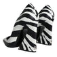 White Black Zebra Leather Heels Pumps Shoes