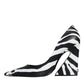 White Black Zebra Leather Heels Pumps Shoes