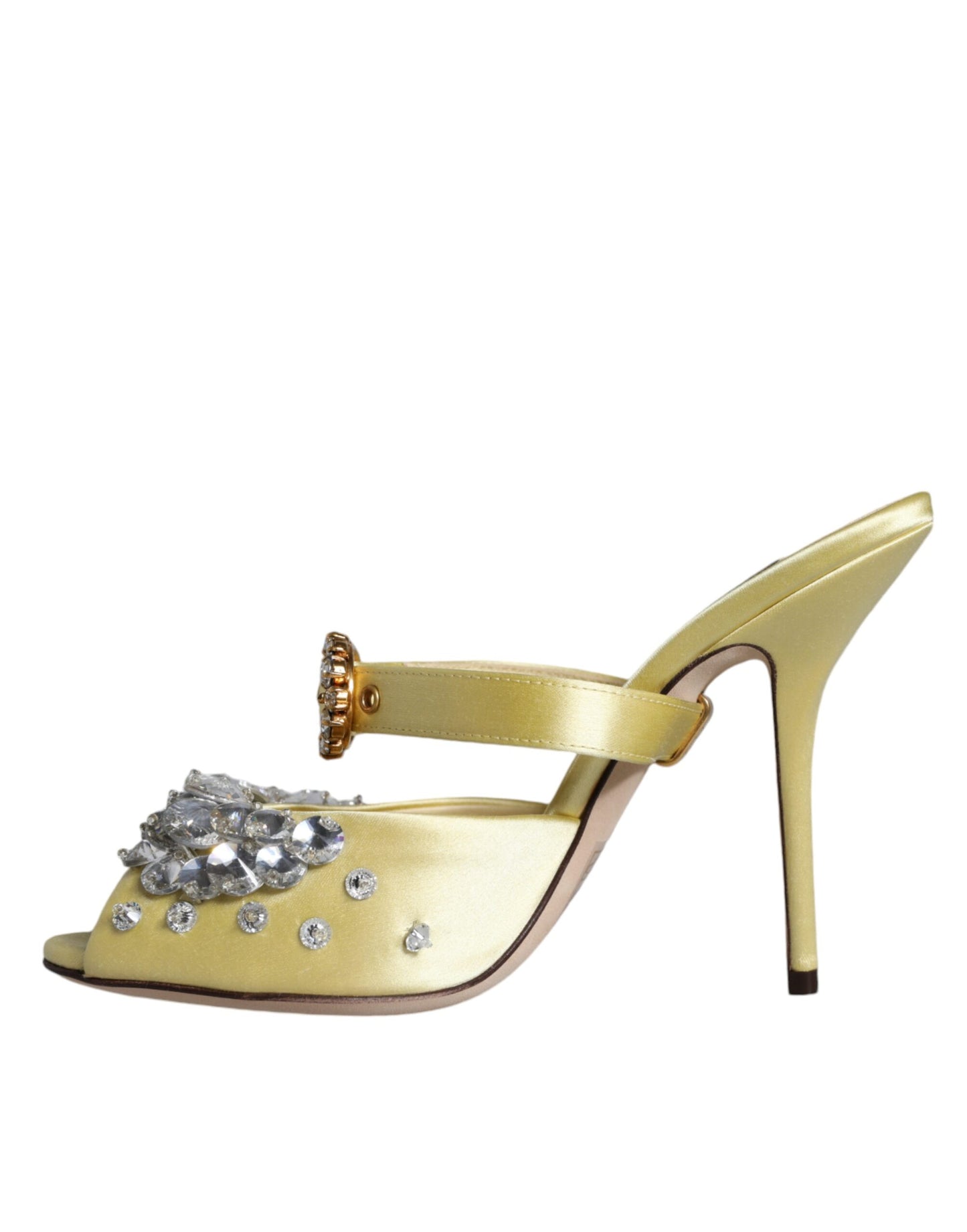 Yellow Mary Janes Satin Crystal Sandals Shoes