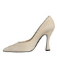 Beige Suede Leather High Heels Pumps Shoes