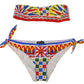 Multicolor Carretto Bandeau Brief Swimwear 2 Pc Bikini