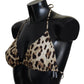 Brown Leopard Halter Beachwear Swimwear Bikini Top