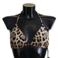 Brown Leopard Halter Beachwear Swimwear Bikini Top