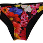 Black Floral Print Swimsuit Bikini Bottom Swimwear