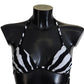 Black White Zebra Halter Swimwear Bikini Top