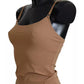 Brown Nylon Stretch Sleeveless Top Underwear