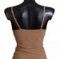 Brown Nylon Stretch Sleeveless Top Underwear