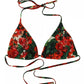 Multicolor Geranium Halter Beachwear Bikini Top