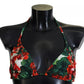 Multicolor Geranium Halter Beachwear Bikini Top