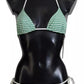 White Green Stripes Bikini Top Bottom Swimwear