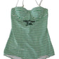 White Green Stripes One Piece Beachwear Swimwear