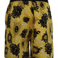 Yellow Black Printed Nylon Beachwear Shorts Swimwear