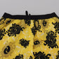 Yellow Black Printed Nylon Beachwear Shorts Swimwear