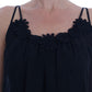 Elegant Black Silk Lace Chemise Dress