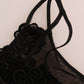 Elegant Black Silk Lace Chemise Dress