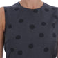 Chic Sleeveless Polka Dotted Wool Dress