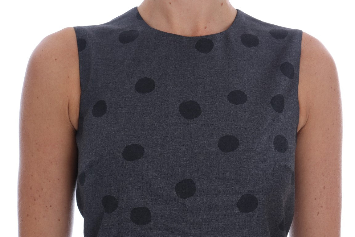 Chic Sleeveless Polka Dotted Wool Dress