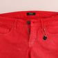 Radiant Red Super Slim Designer Jeans