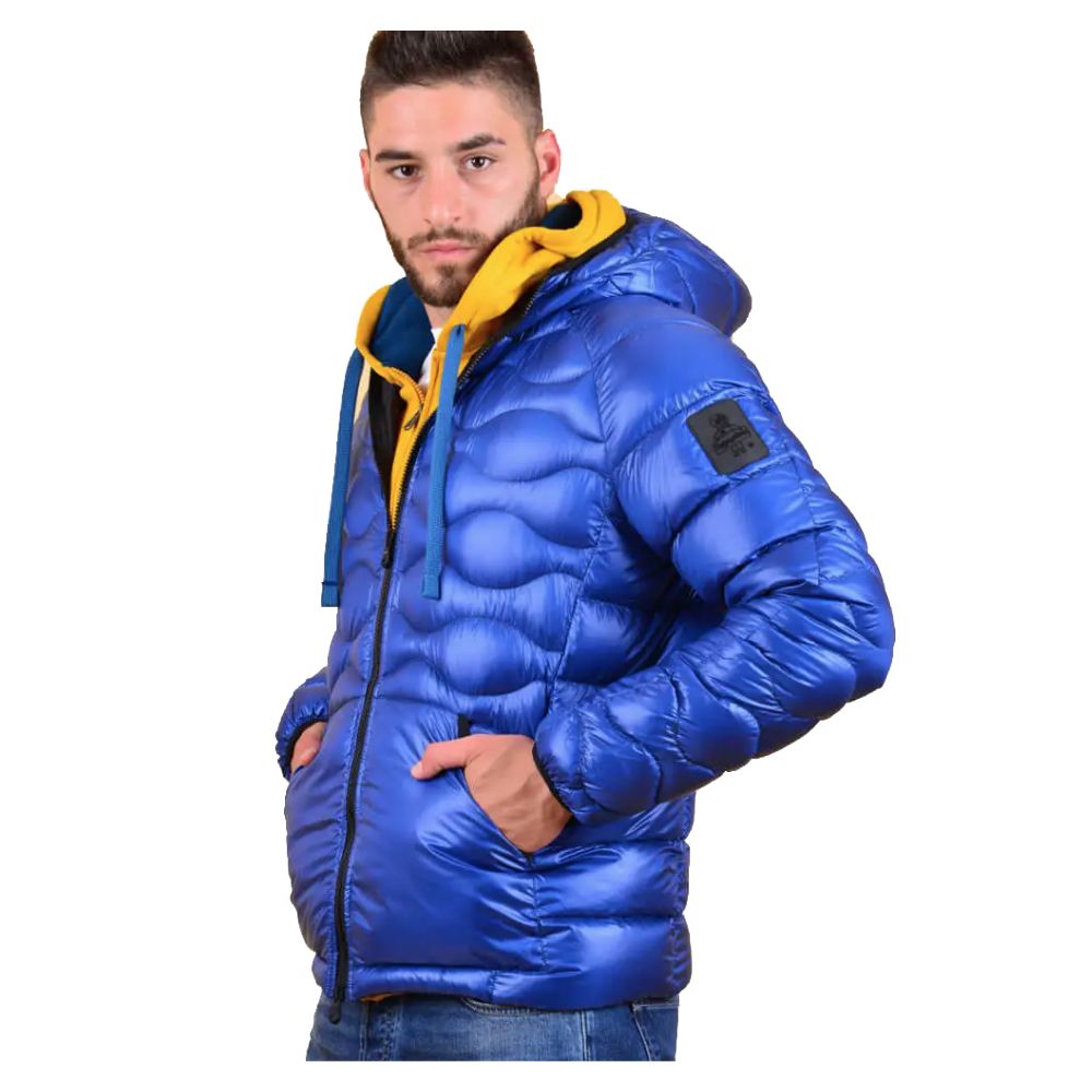 Blue Nylon Men Jacket