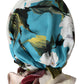 Blue Floral Motif Turban Head Hat Women