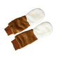 Brown White Acrylic Knitted Fur Mitten Gloves