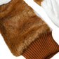 Brown White Acrylic Knitted Fur Mitten Gloves