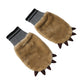 Beige Acrylic Knitted Fur Wrist Mitten Gloves