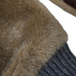 Beige Acrylic Knitted Fur Wrist Mitten Gloves