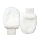 White Acrylic Knitted Fur Wrist Mitten Gloves