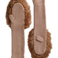 Brown Cashmere Knitted Fur Mid Arm Mitten Gloves