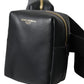 Black Calfskin Leather Double Waist Belt Fanny Pack Bag