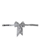 Silver Ribbon Silk Adjustable Neck Men Bow Tie