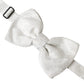 White Floral Silk Adjustable Men Neck Bow Tie