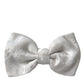 White Floral Silk Adjustable Men Neck Bow Tie