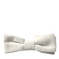 White Suede Cotton Adjustable Neck Men Bow Tie