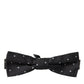 Black White Polka Dot Silk Men Neck Bow Tie