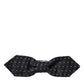 Black White Stitched Silk Men Neck Bow Tie