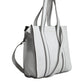 White Leather Logo Shoulder Strap Shopping Tote Bag