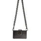 Metallic Gray DG BOX Leather Shoulder Chain Strap Bag